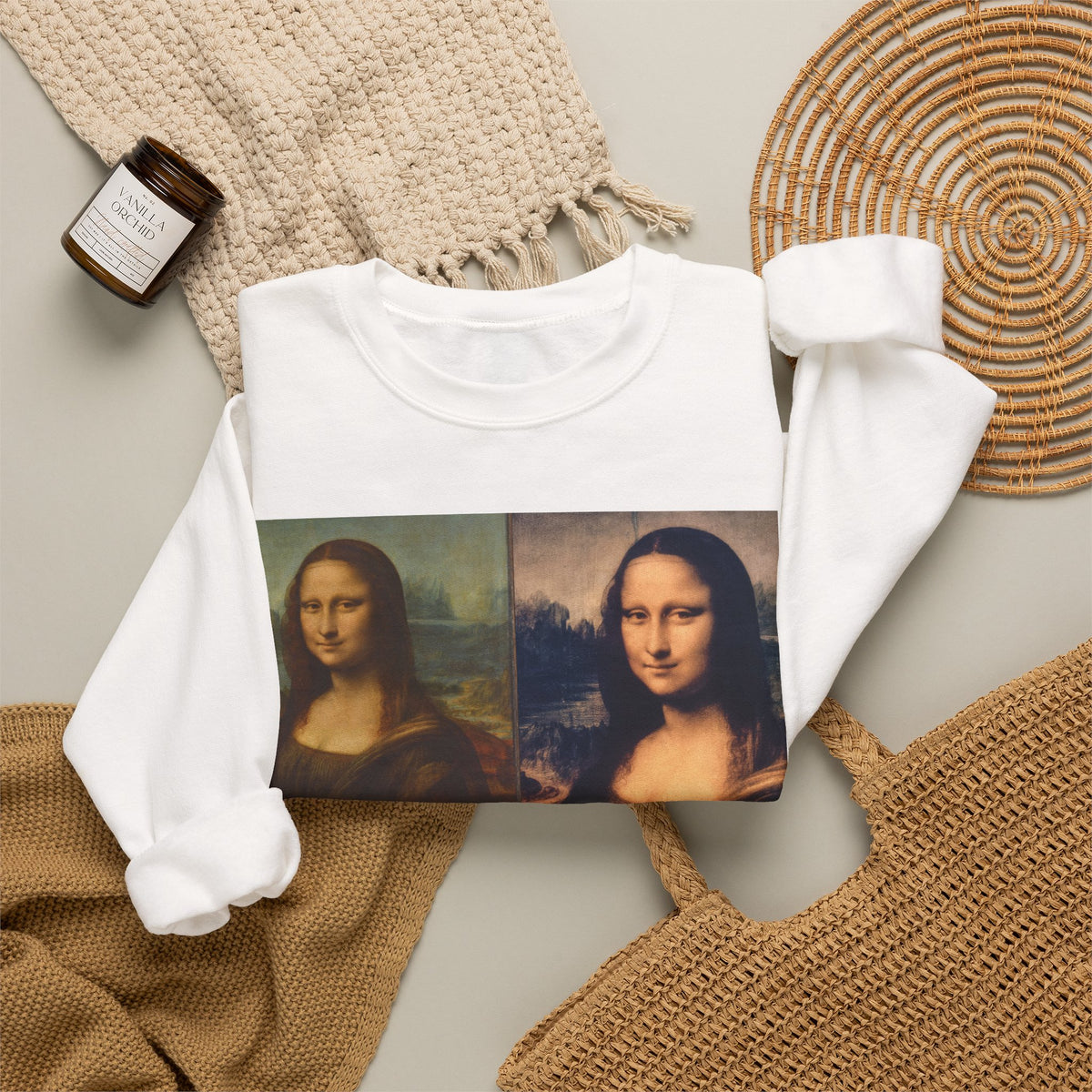 Mona Lisa Collage Sweatshirt — Vintage Art Pop Crewneck