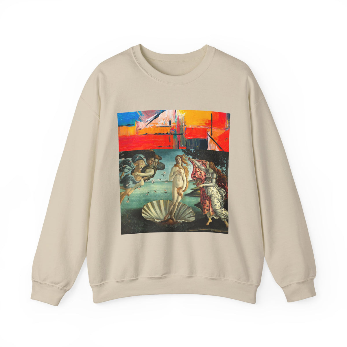 Renaissance Collage Crewneck Sweatshirt — Vintage Birth of Venus Art Print