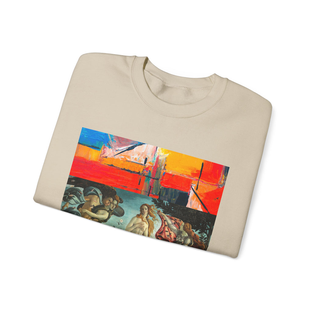 Renaissance Collage Crewneck Sweatshirt — Vintage Birth of Venus Art Print