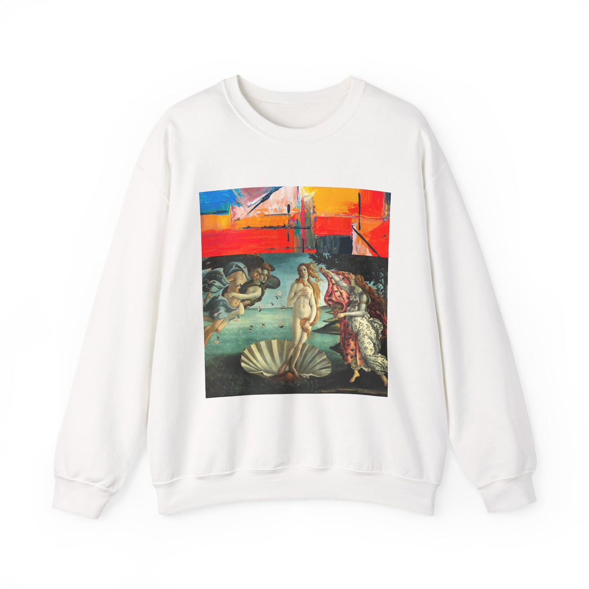 Renaissance Collage Crewneck Sweatshirt — Vintage Birth of Venus Art Print
