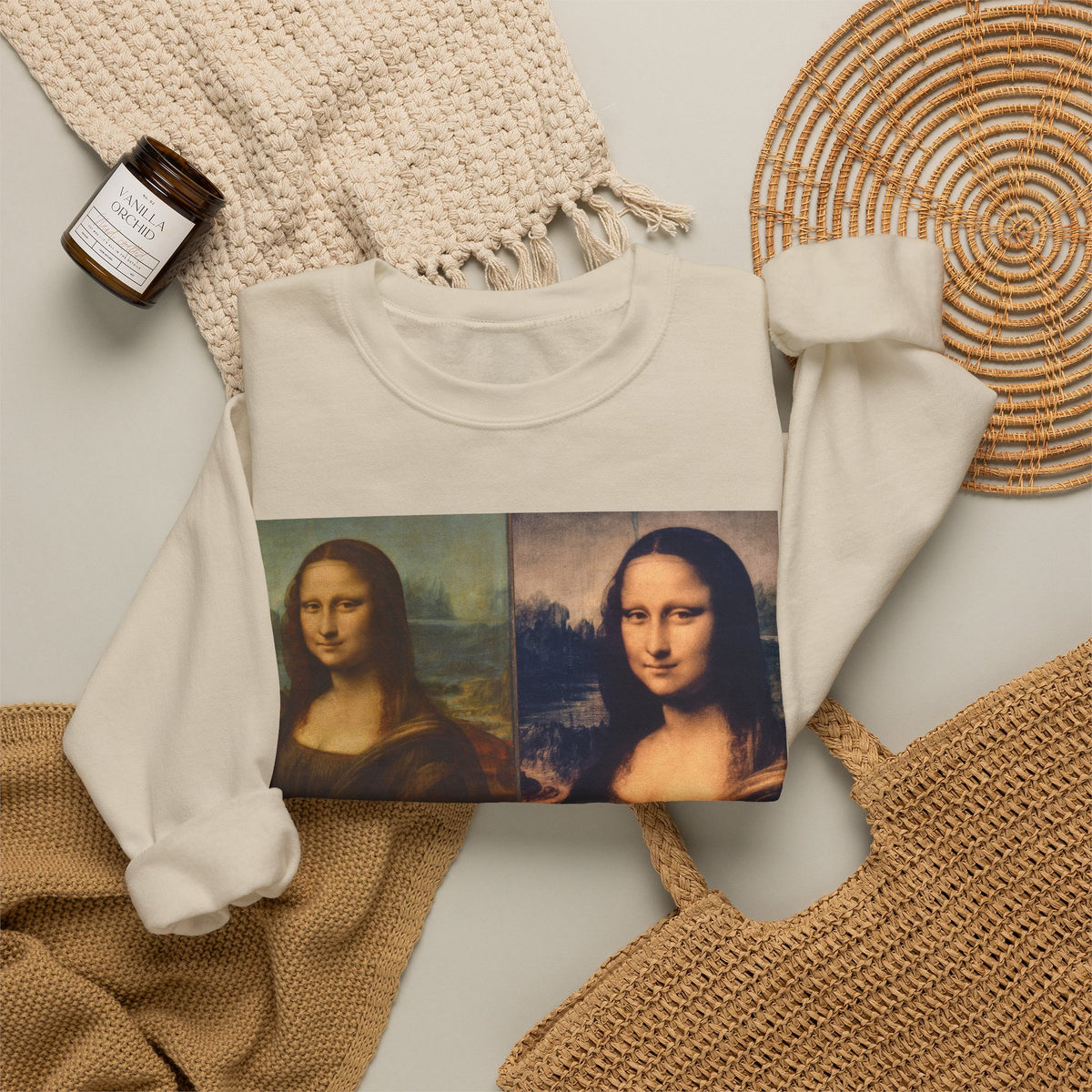 Mona Lisa Collage Sweatshirt — Vintage Art Pop Crewneck