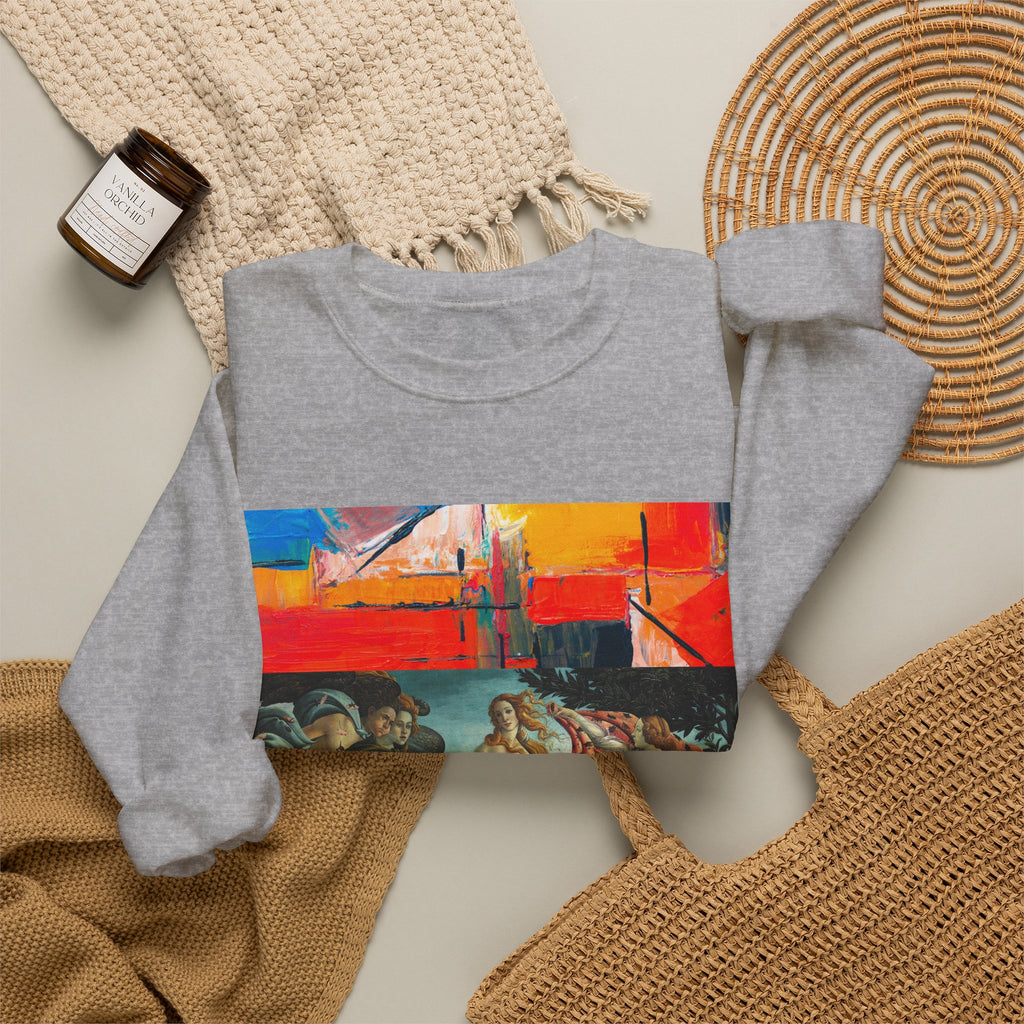 Renaissance Collage Crewneck Sweatshirt — Vintage Birth of Venus Art Print