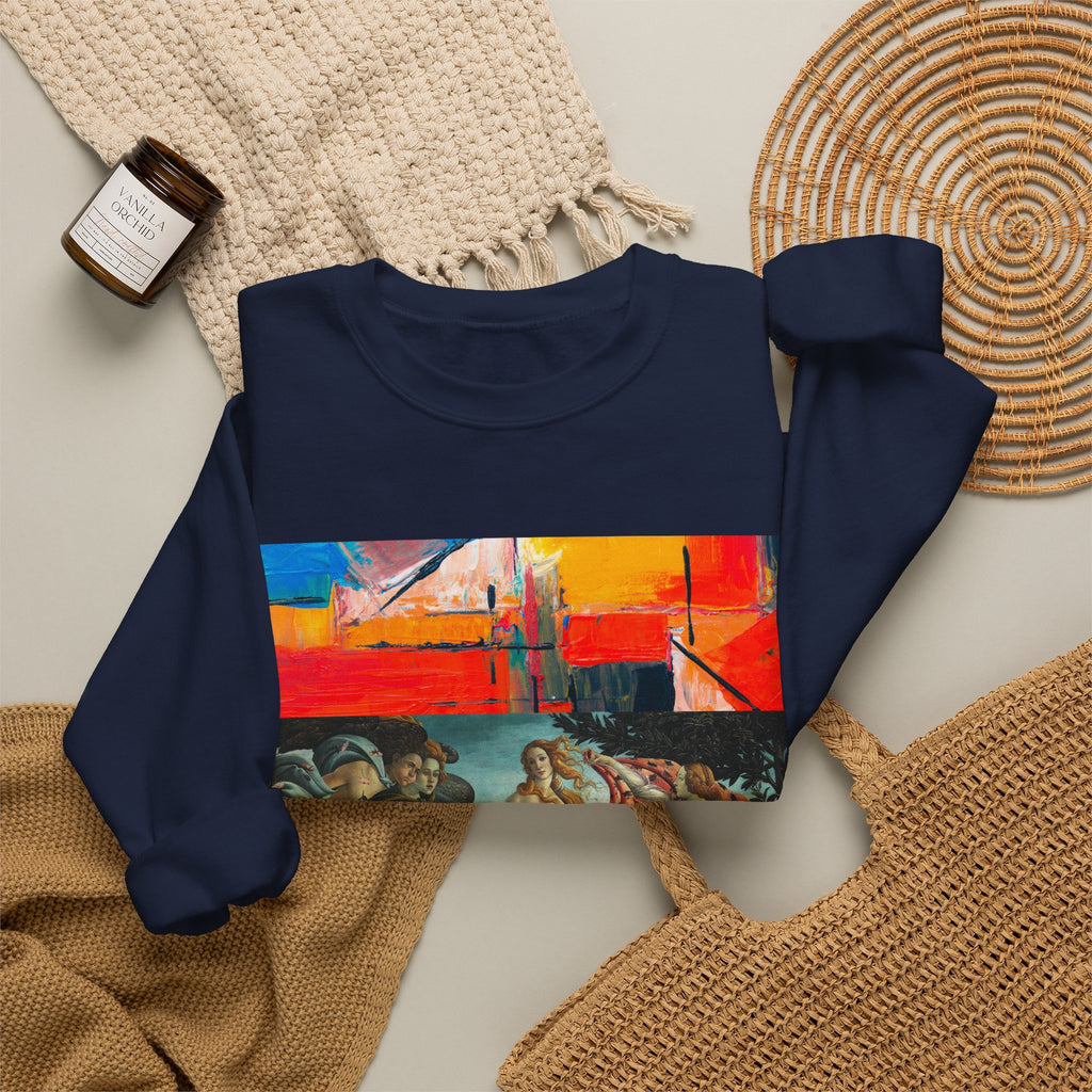Renaissance Collage Crewneck Sweatshirt — Vintage Birth of Venus Art Print
