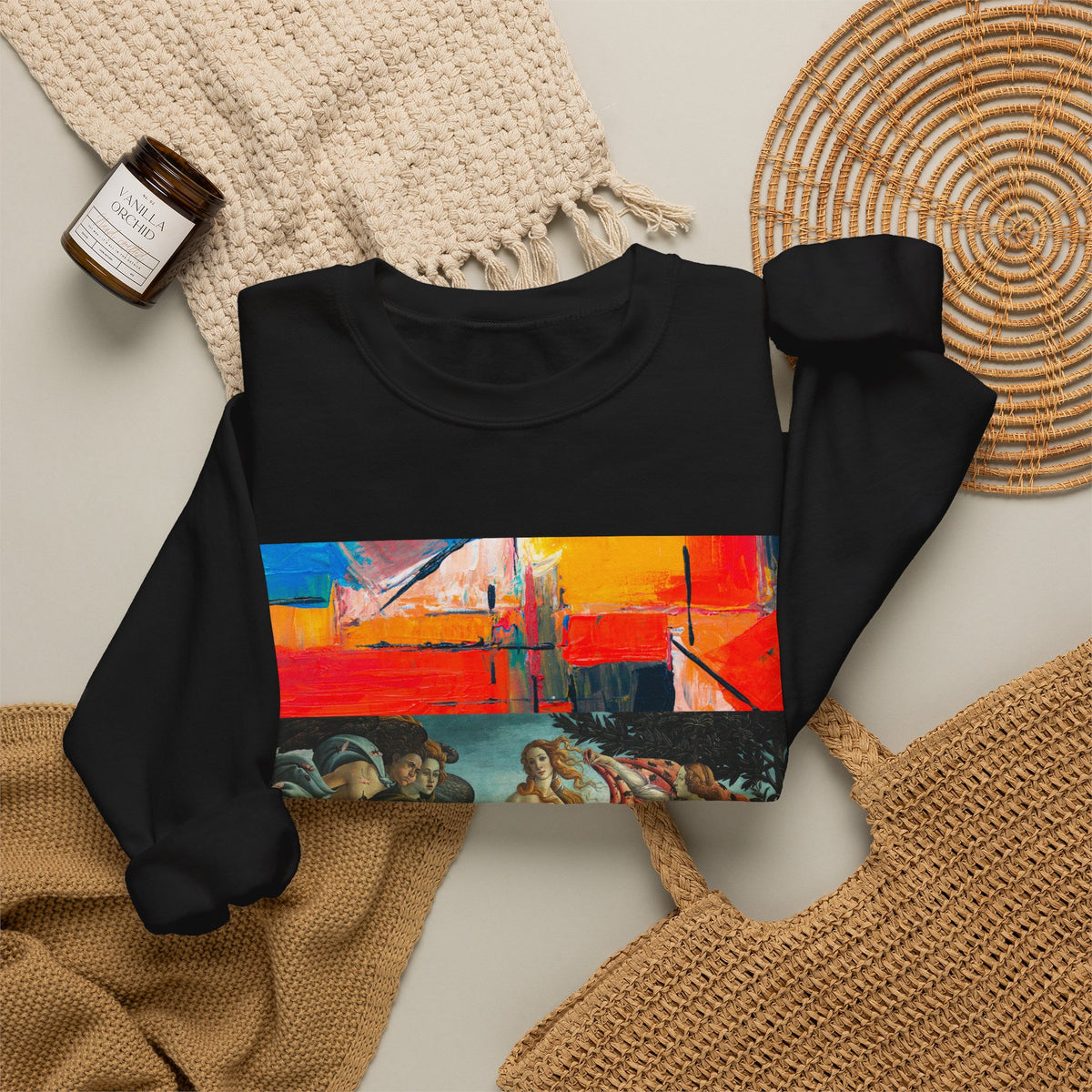 Renaissance Collage Crewneck Sweatshirt — Vintage Birth of Venus Art Print