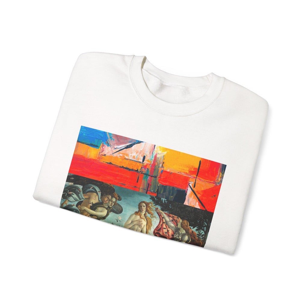 Renaissance Collage Crewneck Sweatshirt — Vintage Birth of Venus Art Print