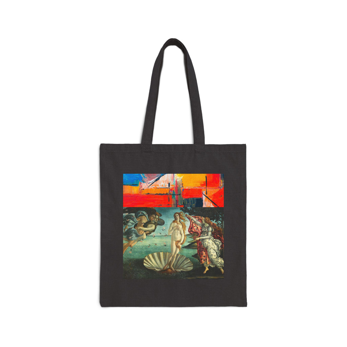 Artistic Beach Birth of Venus Tote Bag — Surreal Collage Canvas Tote