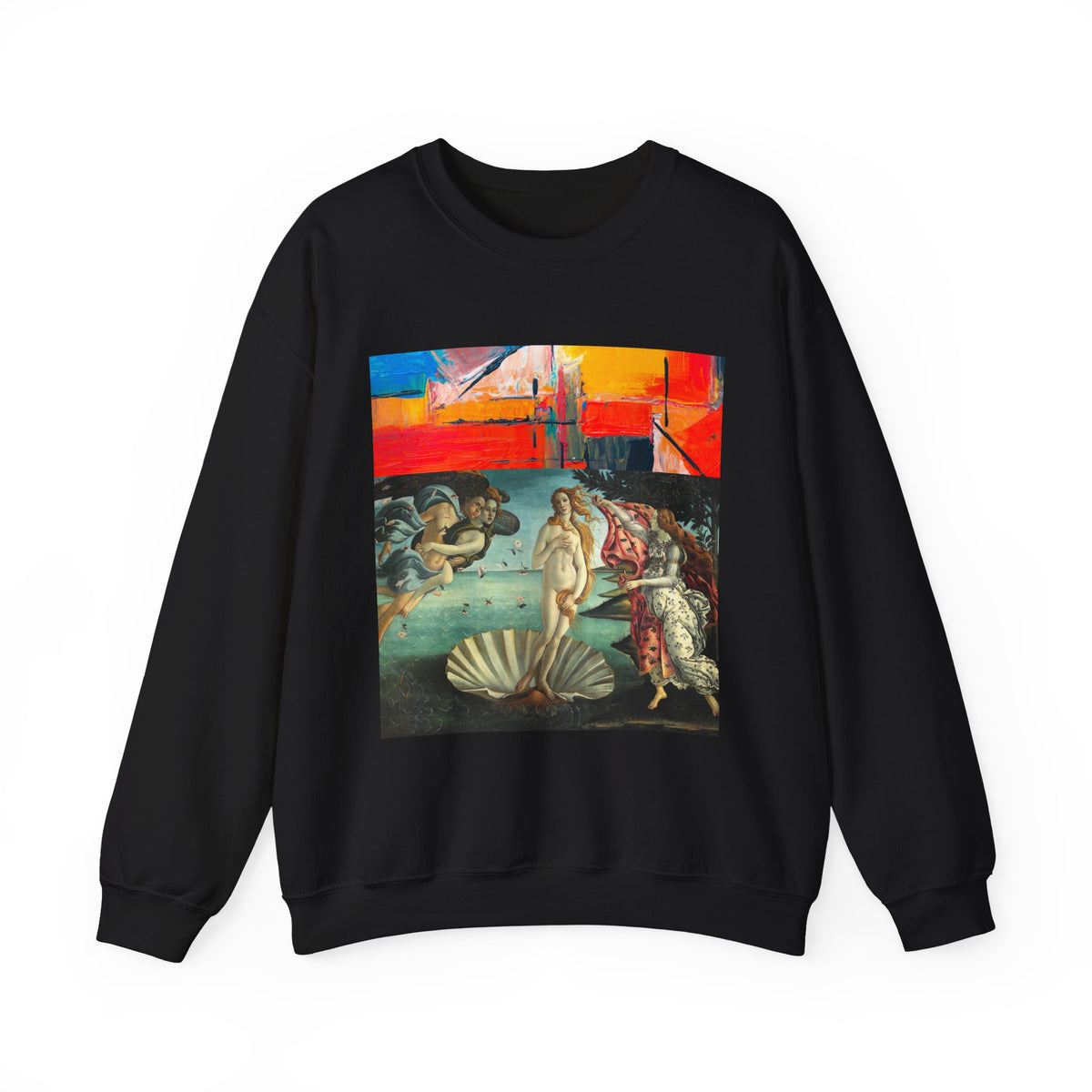 Renaissance Collage Crewneck Sweatshirt — Vintage Birth of Venus Art Print