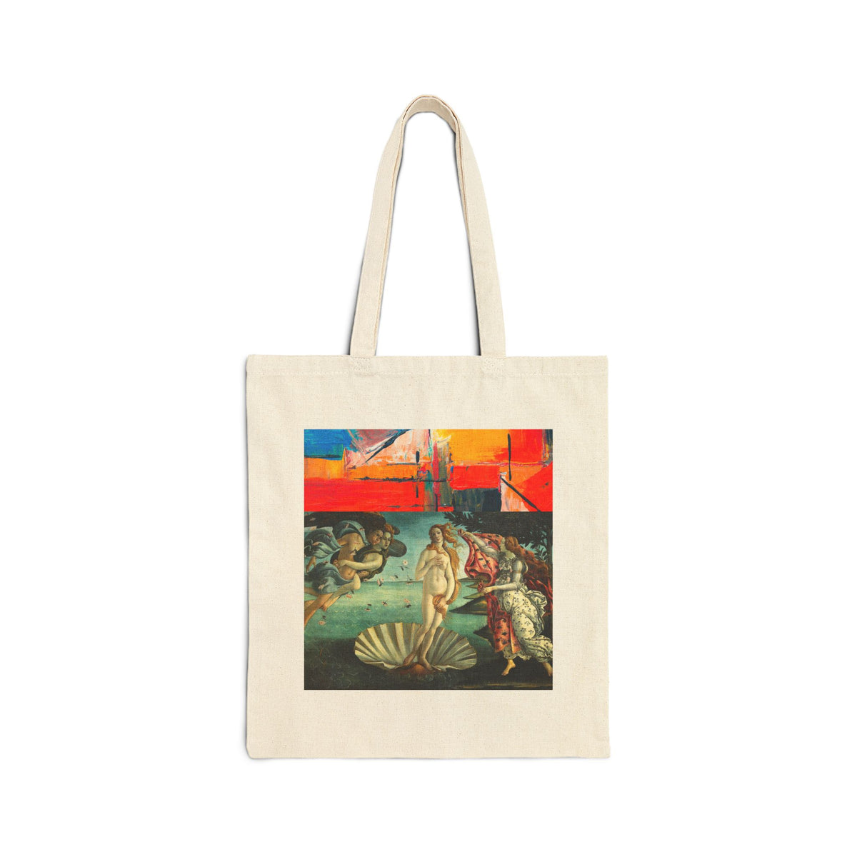 Artistic Beach Birth of Venus Tote Bag — Surreal Collage Canvas Tote