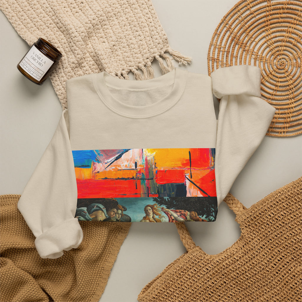 Renaissance Collage Crewneck Sweatshirt — Vintage Birth of Venus Art Print